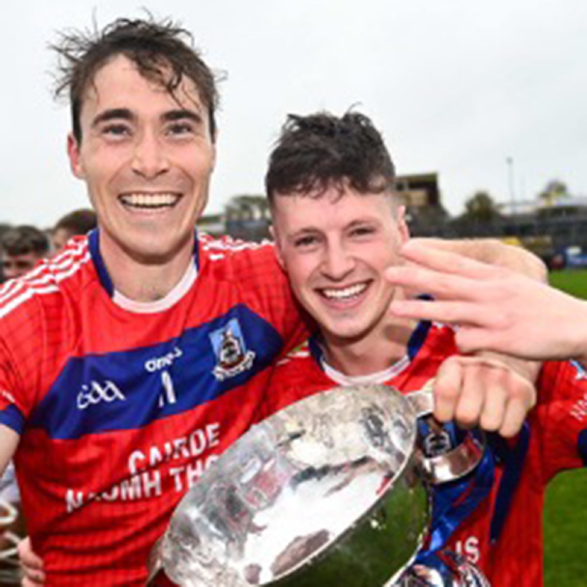 Two St Thomas' hurlers after a match